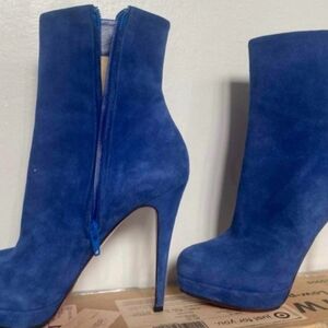 Christian Louboutin Blue Suede Heeled Boots